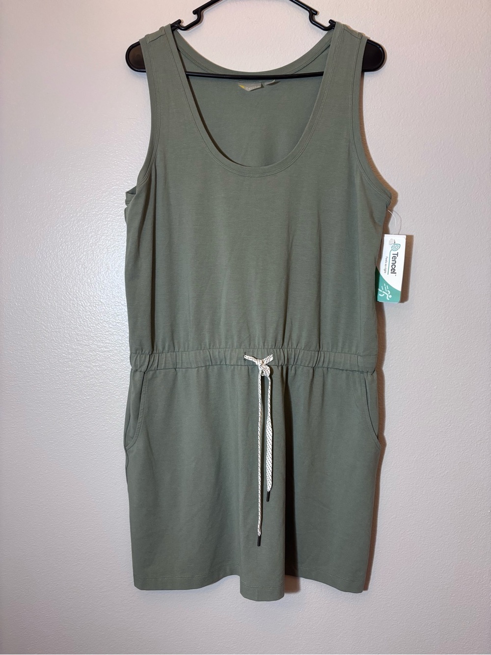 Zella Gwen Ponte Knit Tank Dress Sleeveless Cinched Drawstring Waist Athletic